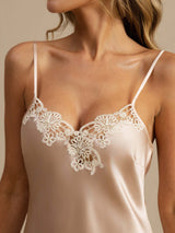 [Rosa] SilkSilky-NO Spaghetti Strap V Neck Nattkjole 005