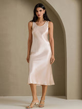 [Beige] SilkSilky-NO Sleeveless Kjole 006