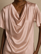 [Toscana] SilkSilky-NO Short Sleeve Cowl Neck Damebluser 003