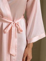 [Lyserosa] SilkSilky-NO 3/4 Sleeve Morgenkåpe for Kvinner 005