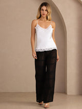 [Hvit] SilkSilky-NO V Neck Camisole Topp 006