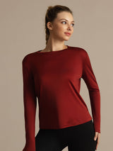 [Brent Murstein] SilkSilky-NO Langermet Tett Crew Neck T-skjorte for Kvinner 001