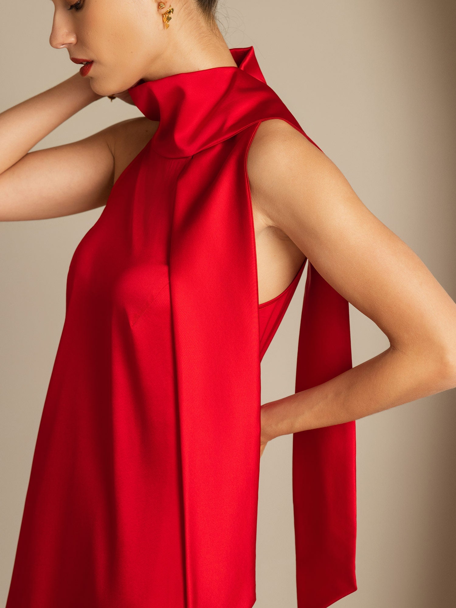 [Rød] SilkSilky-NO 19Momme Silke Dress 005,