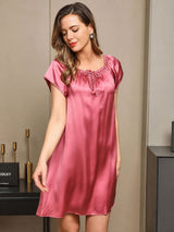 [Blek Mauve] SilkSilky-NO Cap Sleeve Square Neck Nattkjole 004