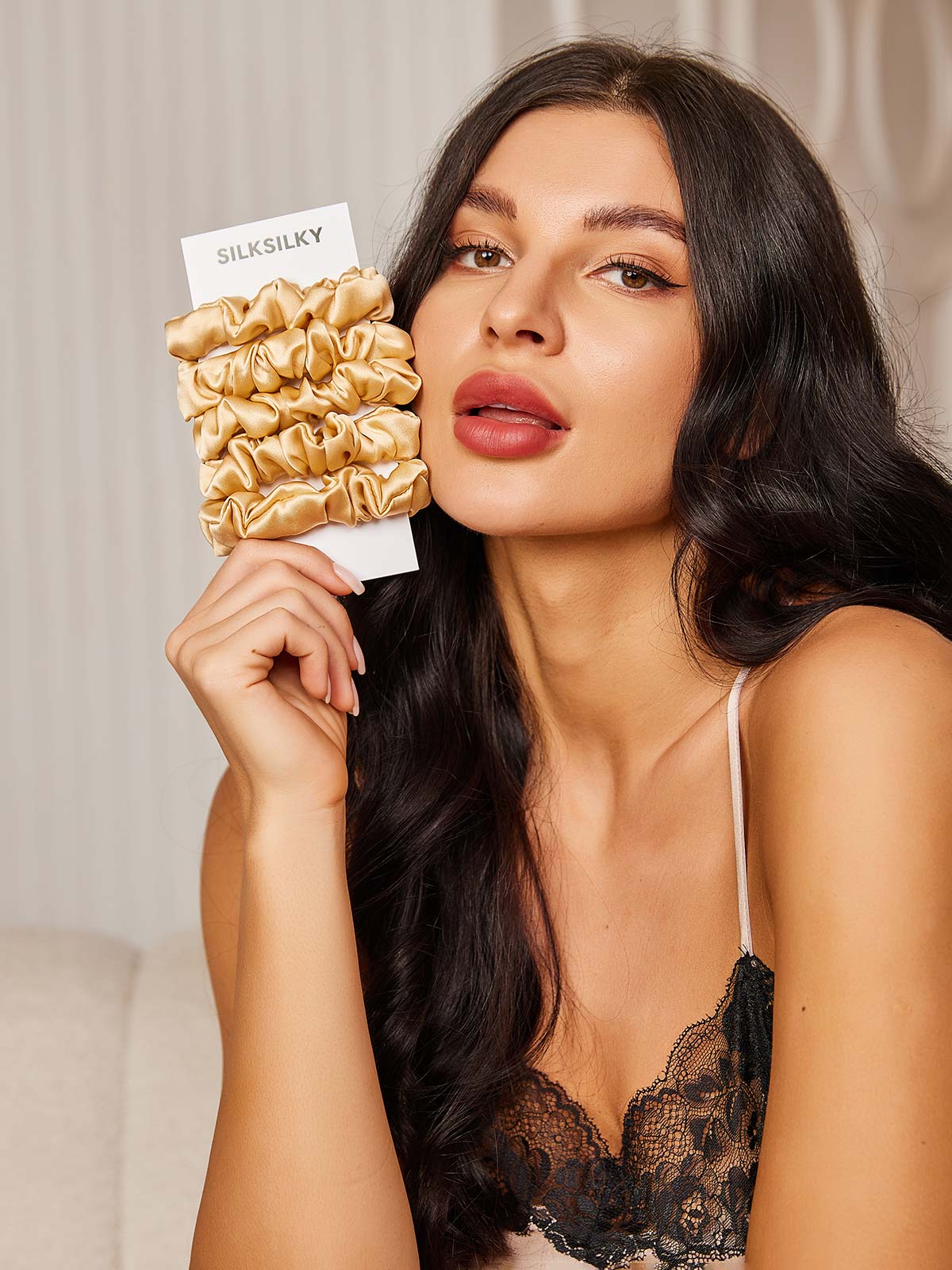 [Champagne] SilkSilky-NO 19Momme Scrunchie 002