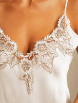 [Hvit] SilkSilky-NO Spaghetti Strap V Neck Nattkjole 004