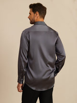 [Mørkegrå] SilkSilky-NO Long Sleeve Lapel Collar Skjorte for Menn 002
