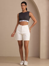 [Grå] SilkSilky-NO Sleeveless Crew Neck Camisole Topp 007