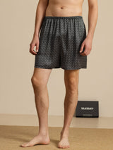 [Svart Ginkgo] SilkSilky-NO Men's Sleep Shorts 001