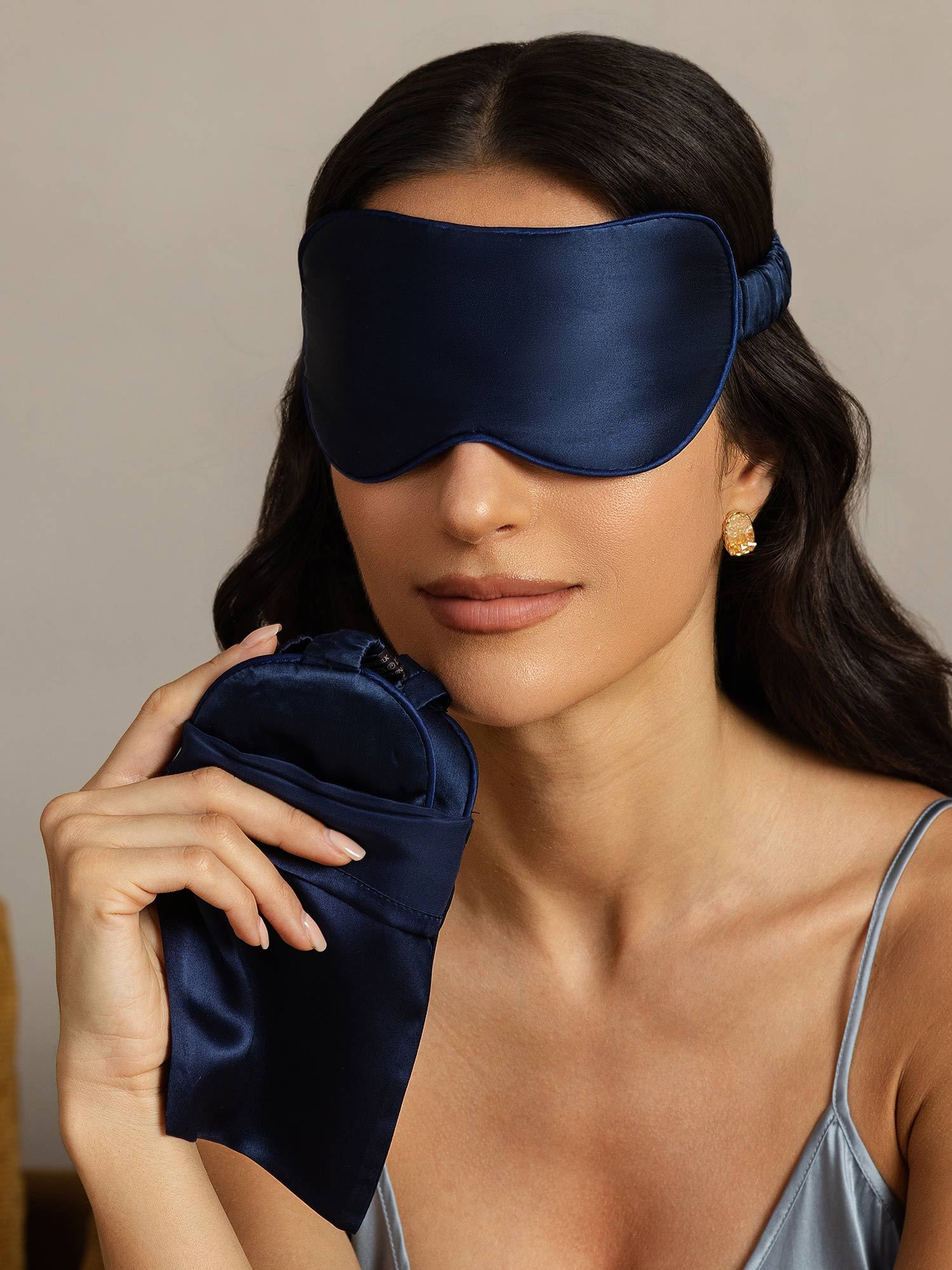 [Mørkeblå] SilkSilky-NO Silke Eye Mask 001