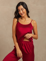 [Vin] SilkSilky-NO 19Momme Spaghetti Stropp Dyp Rund Halsutringning Camisole sett 007
