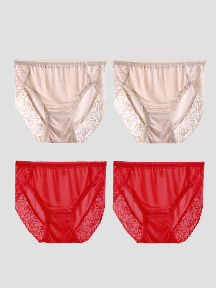 SilkSilky-NO Panty Beige+Rød 003