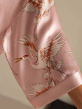 [Rosa] SilkSilky-NO 19Momme 3/4 erme Morgenkåpe for Kvinner 004