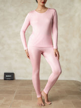 [Rosa] SilkSilky-NO Long Sleeve Round Neck Dame Langt Undertøy 001