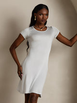 [Hvit] SilkSilky-NO Short Sleeve Round Neck Nattkjole 004