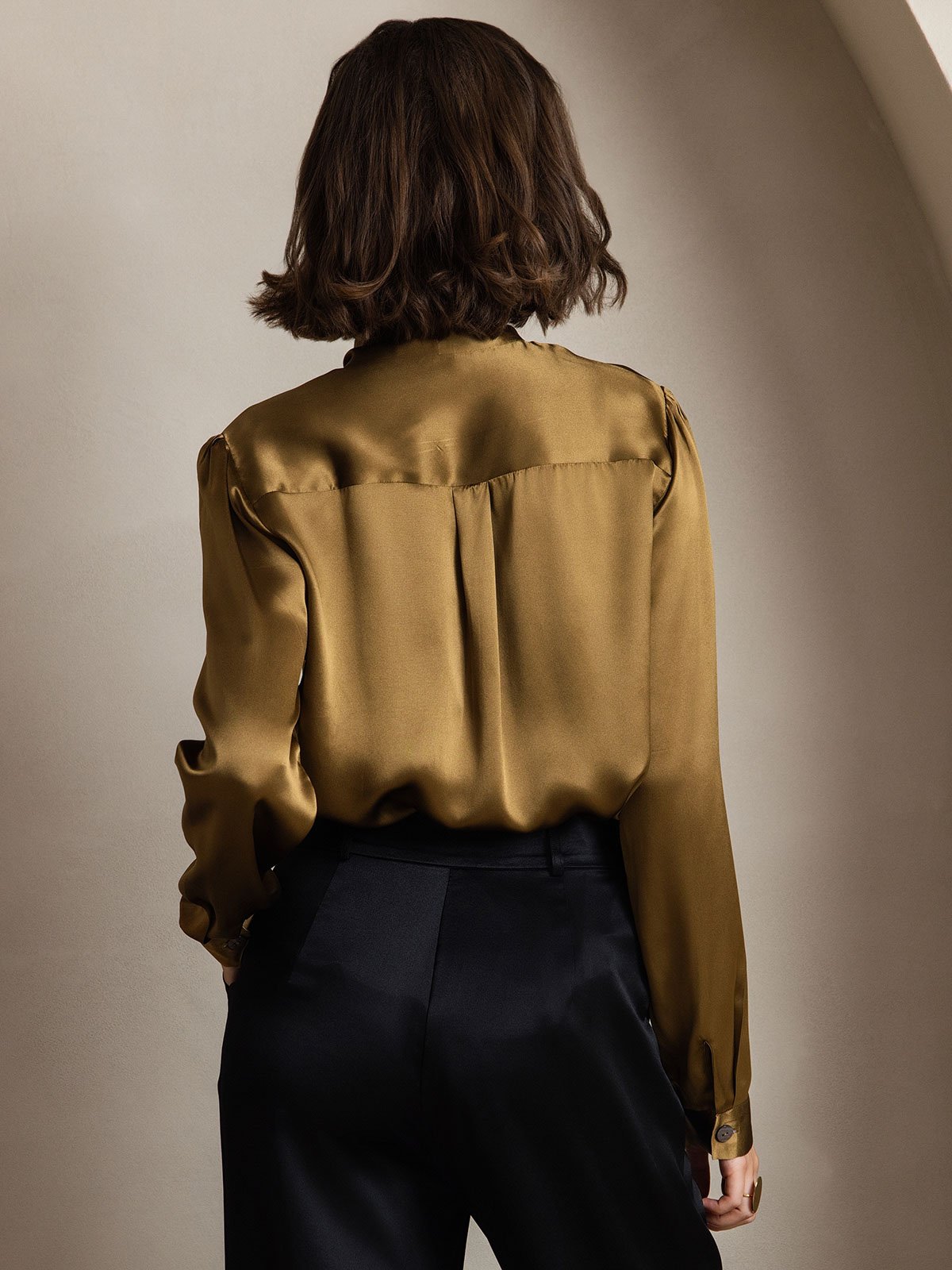 [Brun] SilkSilky-NO 19Momme Silke Blouse 002