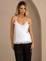 [Hvit] SilkSilky-NO V Neck Camisole Topp 001