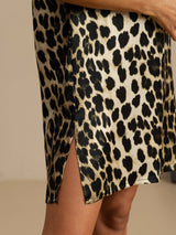 [Leopard] SilkSilky-NO Halv erme V Neck Nattkjole 005