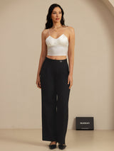 [Hvit] SilkSilky-NO Spaghetti Strap V Neck Camisole Topp 008
