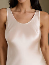 [Beige] SilkSilky-NO Sleeveless Kjole 004