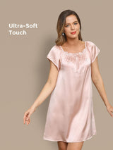 [Lyserosa] SilkSilky-NO Cap Sleeve Square Neck Nattkjole 001