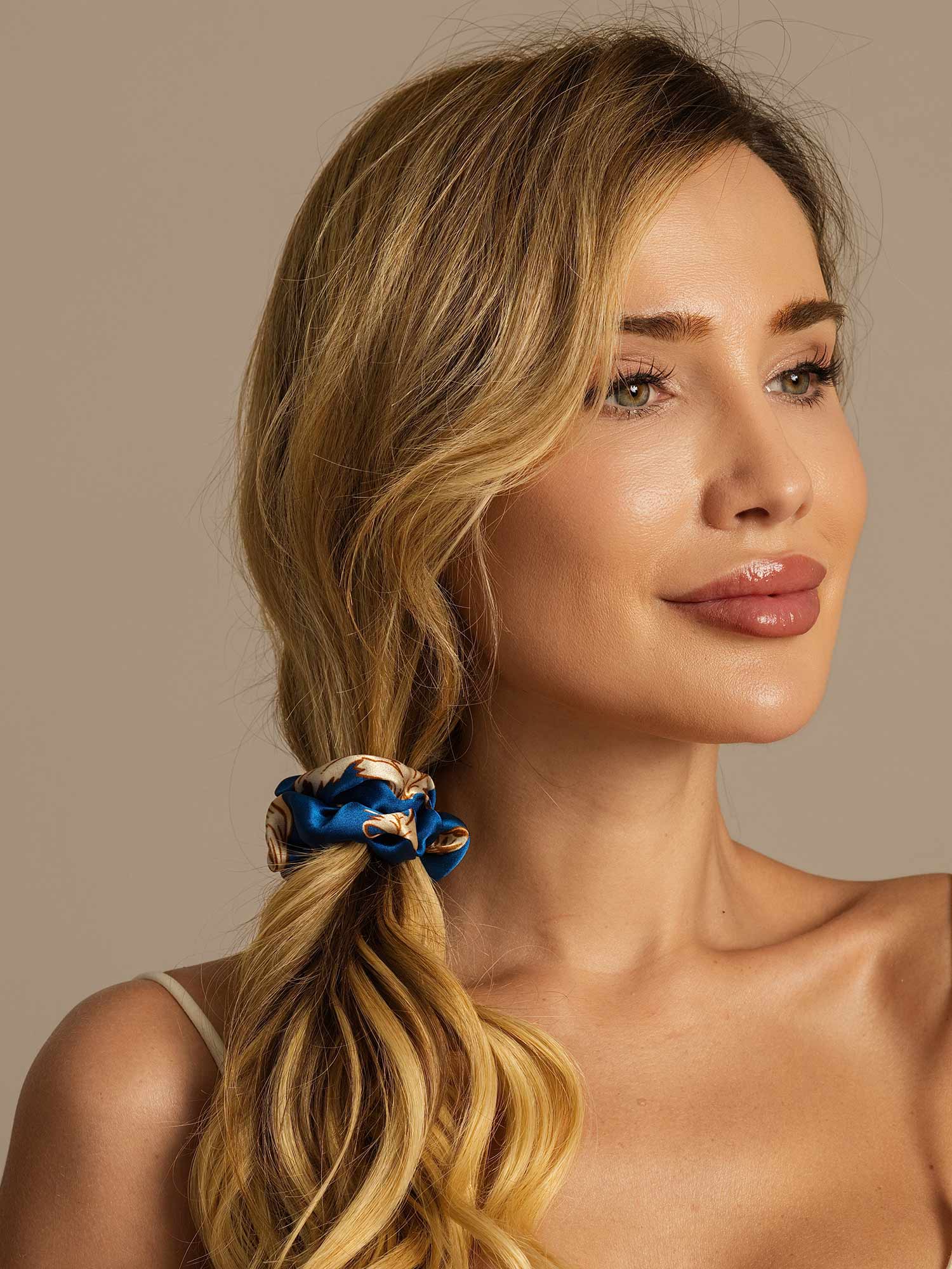 [Navy Drage] SilkSilky-NO 19Momme Scrunchie 001