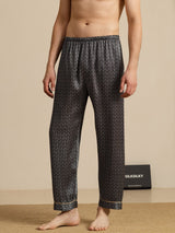 [Svart Ginkgo] SilkSilky-NO Men's Sleep Shorts 001