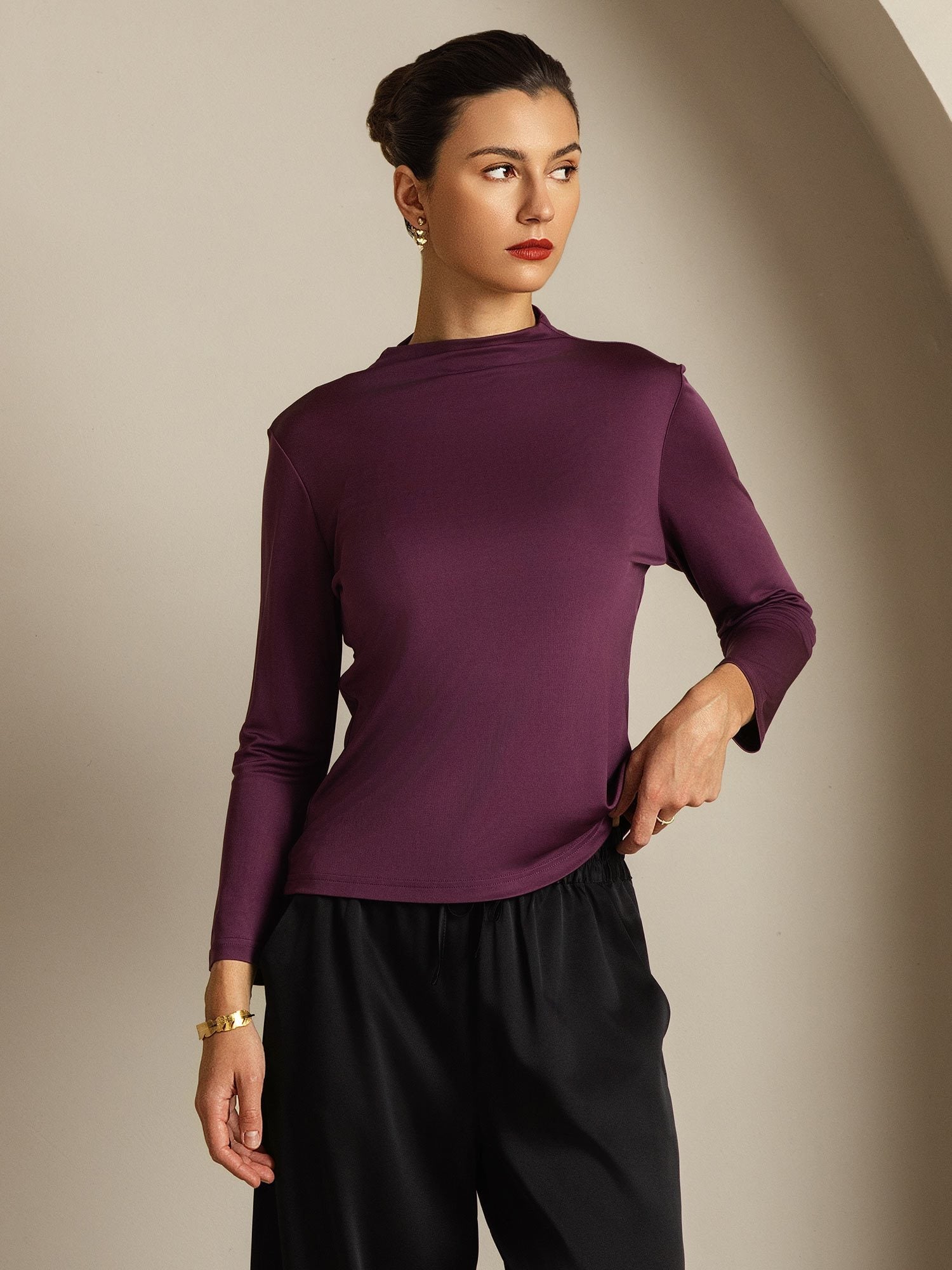 [Lilla] SilkSilky-NO Silke Womens T-Shirt 009