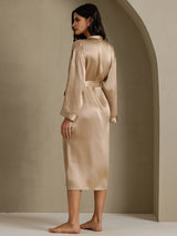 [Champagne] SilkSilky-NO Long Sleeve Morgenkåpe for Kvinner 002