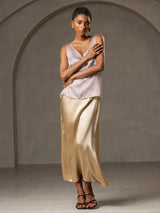 [Skyggegrå] SilkSilky-NO Sleeveless V Neck Camisole Topp 007