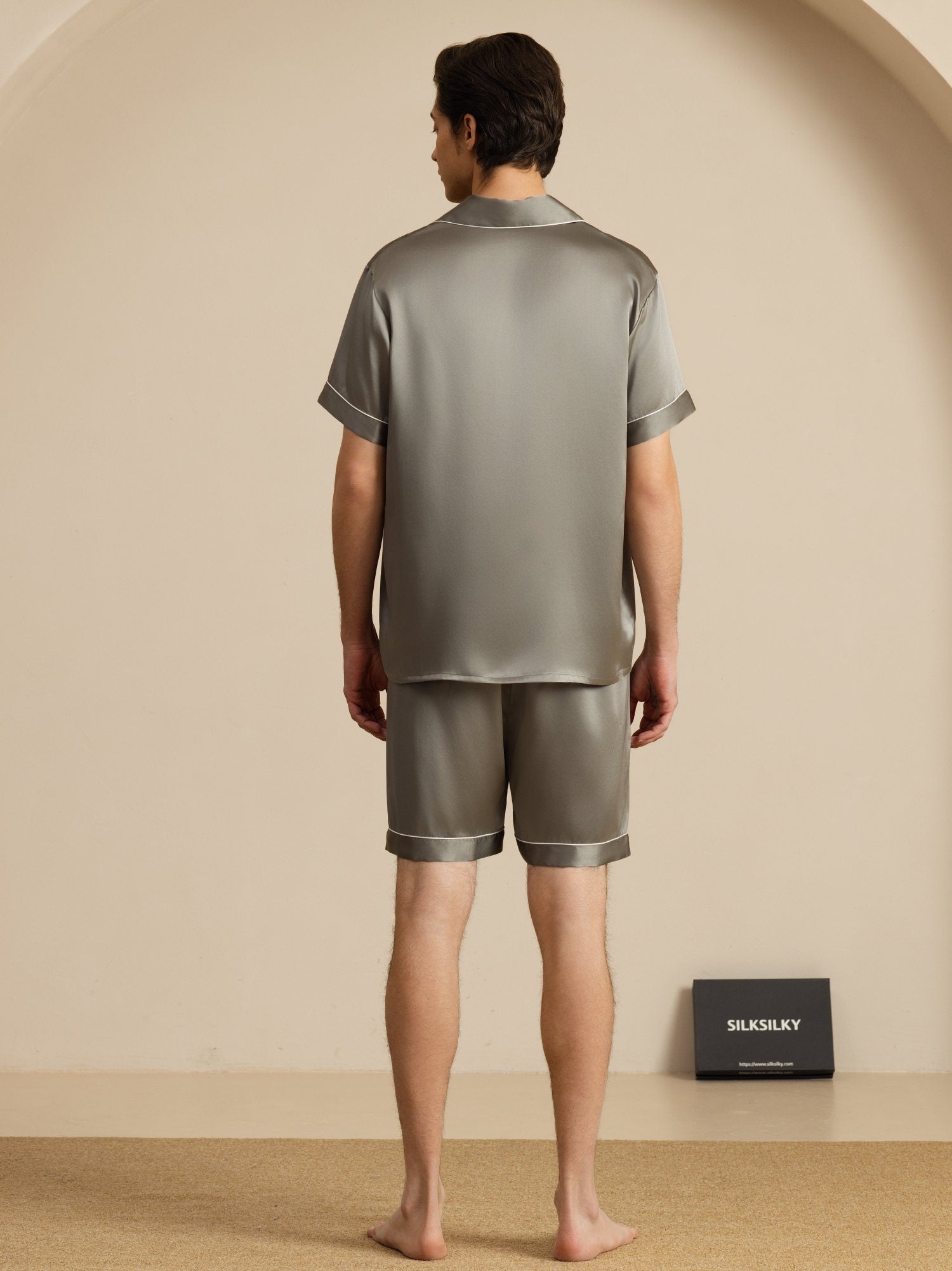[Grågrønn] SilkSilky-NO Pyjamas for menn 002