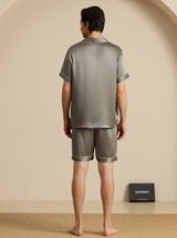 [Grågrønn] SilkSilky-NO Short Sleeve Lapel Collar Pyjamas for menn 002