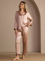 [Toscana] SilkSilky-NO Long Sleeve Lapel Collar Pyjamas for Kvinner 003
