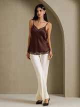 [Brun] SilkSilky-NO V Neck Camisole Topp 009