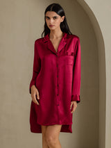 [Vin] SilkSilky-NO Long Sleeve Lapel Collar Soveskjorte 003
