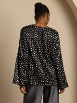 [Prikkete] SilkSilky-NO 19Momme Silke Bell Sleeve Blouse 002