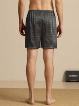 [Svart Ginkgo] SilkSilky-NO Men's Sleep Shorts 002