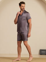 [Lilla Grå] SilkSilky-NO Short Sleeve Lapel Collar Pyjamas for menn 004