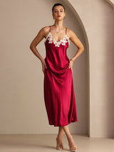 [Vin] SilkSilky-NO Spaghetti Strap V Neck Kjole 005