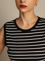 [Svart Stripe] SilkSilky-NO Pure Silk Camisoles 004
