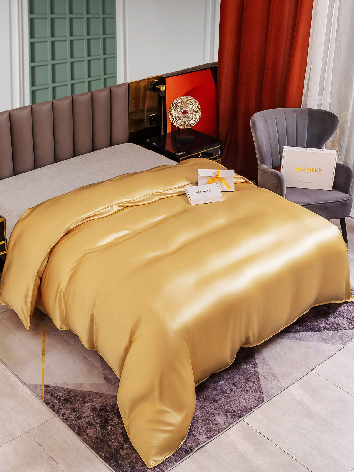 [Champagne] SilkSilky-NO 25Momme Duvet Cover 004