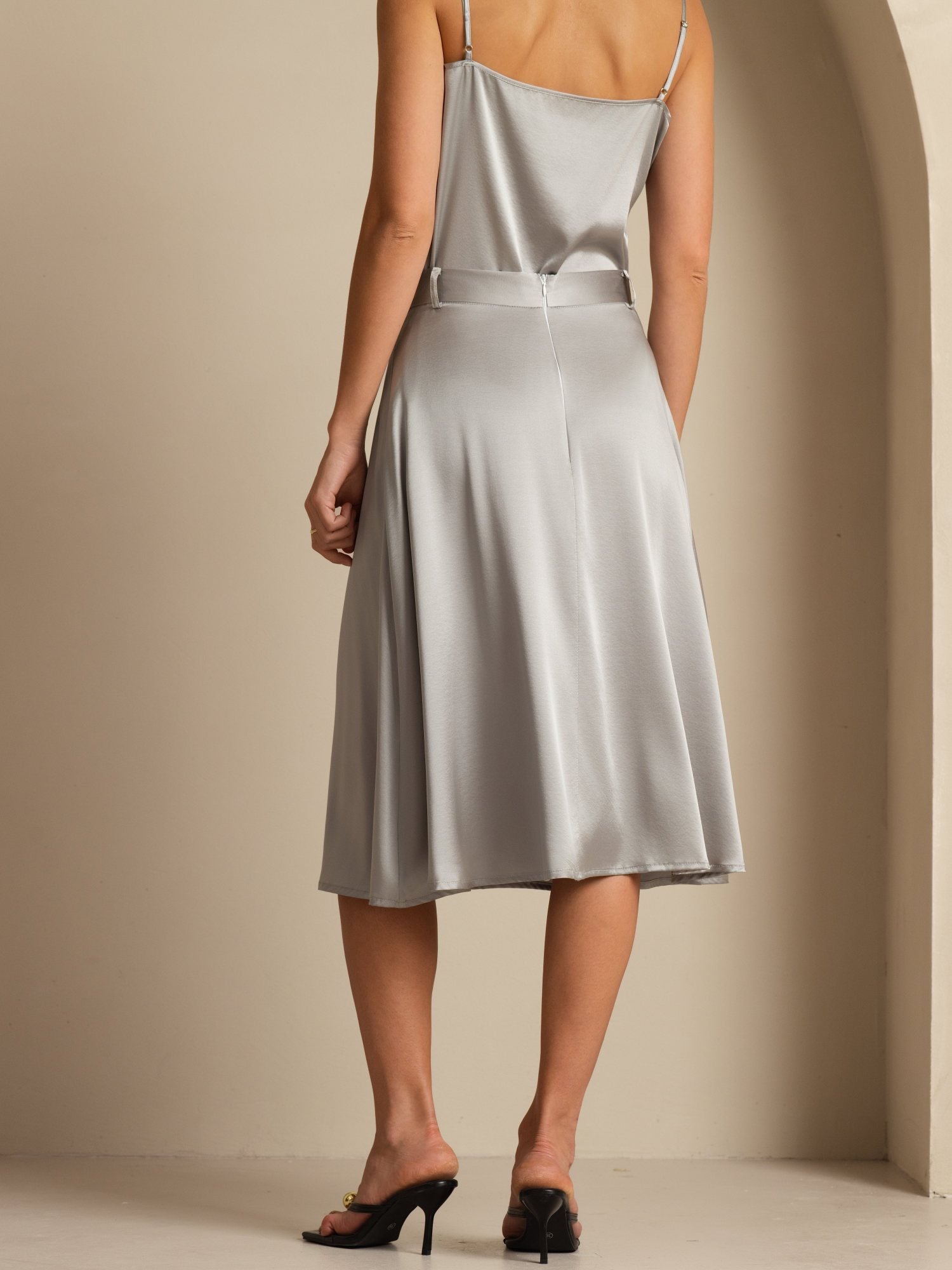 [GriffinGrå] SilkSilky-NO 19Momme Silke Skirt 002