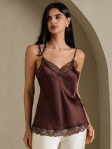 [Brun] SilkSilky-NO V Neck Camisole Topp 007