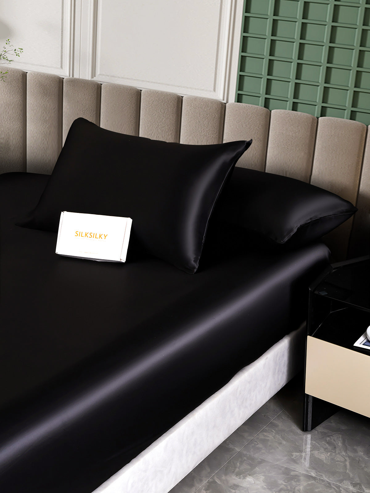 [Svart] SilkSilky-NO 25Momme Bedding Set 006