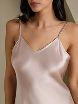 [Skyggegrå] SilkSilky-NO Spaghetti Strap V Neck Kjole 004