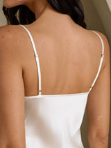 [Hvit] SilkSilky-NO Spaghetti Strap V Neck Nattkjole 005