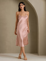 [Toscana] SilkSilky-NO Spaghetti Strap V Neck Kjole 006