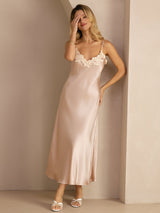[Rosa] SilkSilky-NO Spaghetti Strap V Neck Kjole 006