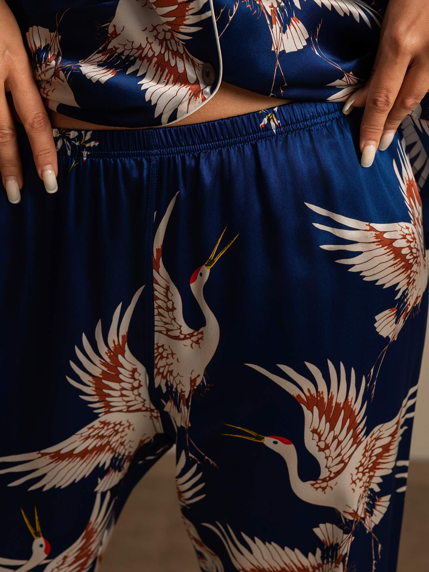 [Mørke blå] SilkSilky-NO 19Momme Womens Pajamas 007,