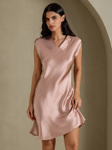 [Toscana] SilkSilky-NO Cap Sleeve V Neck Nattkjole 003